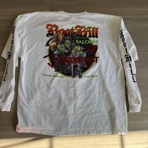 VINTAGE BOOTHILL SALOON BIKETOBERFEST 1999 MENS WHITE w/POCKET T-SHIRT 3XL L/S‎